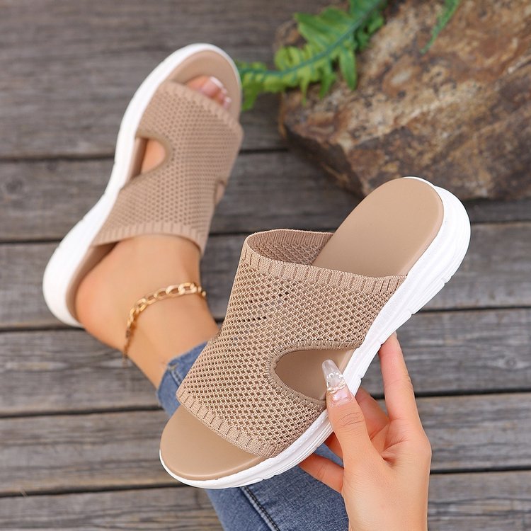 Damen-Sandalen mit Keilabsatz und Netz-Design